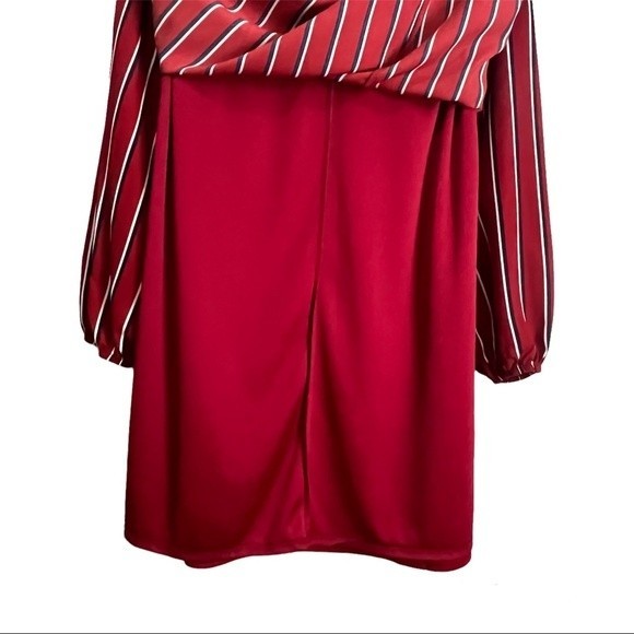 NWT Peach Love California Fairest Of Them All Striped
Dress BurgundyNavyWhite L - Picture 8 of 11